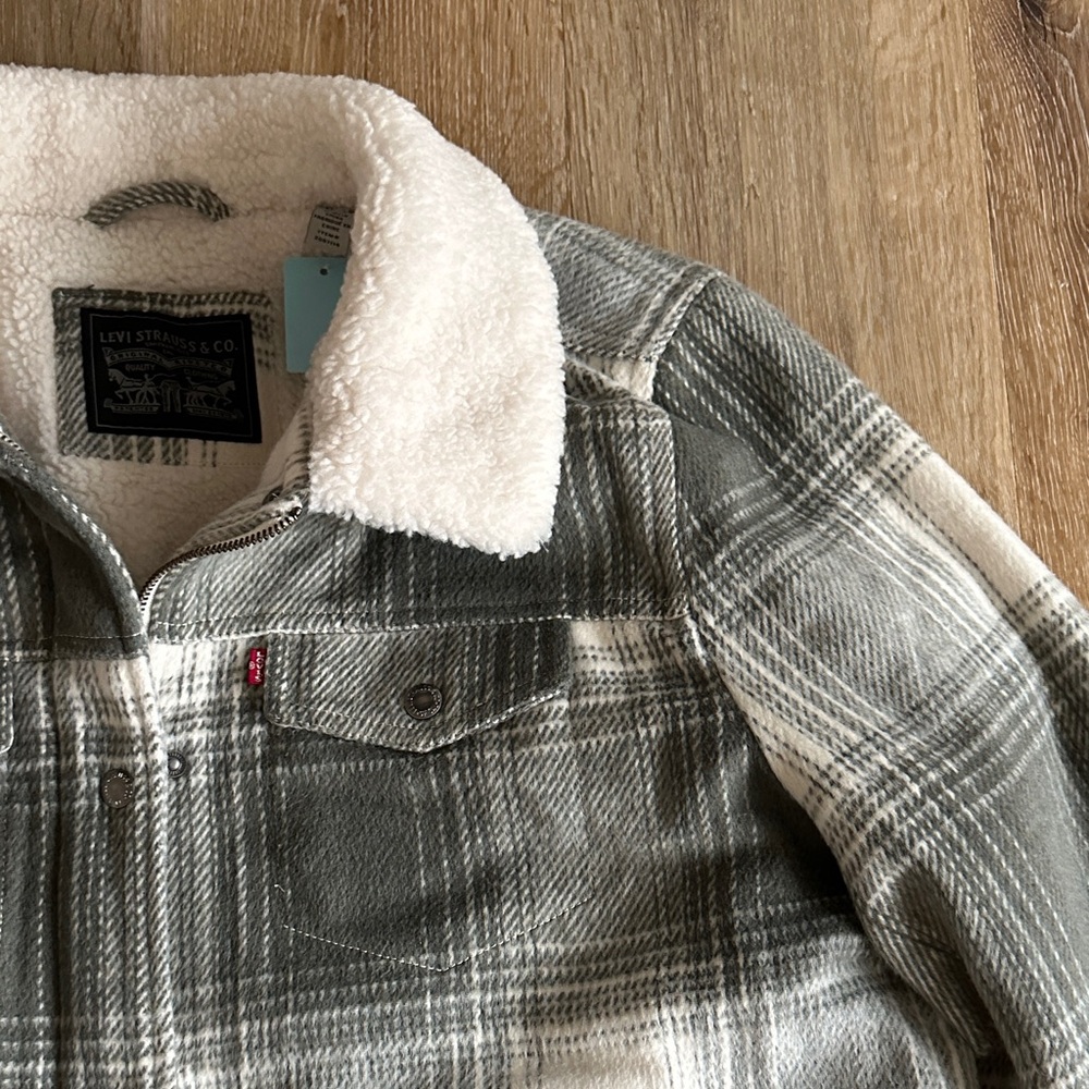 Levi's Green and White Sherpa Jacket